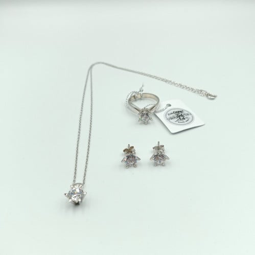 طقم فصوص سوارفيسكي فضة صافي عيار 925