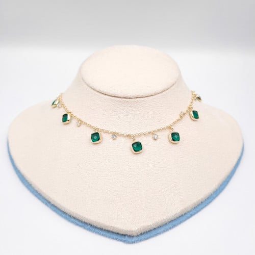 شوكر فضة صافي عيار 925  ايطالي بفصوص كريستال  ملونة