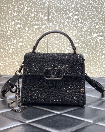 Valentino Garavani MINI VSLING HANDBAG WITH SPARKL...