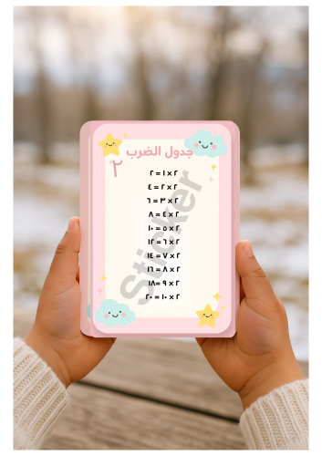 بطاقة جدول الضرب رقم ٢