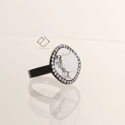 خاتم فضة عيار 925 من حجر لابردايت الطبيعي