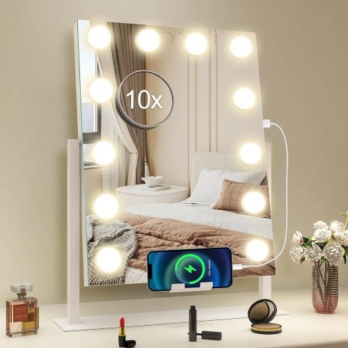 مراة مع اضواء، 12 مصباح LED قابل للتعتيم، مراة هول...