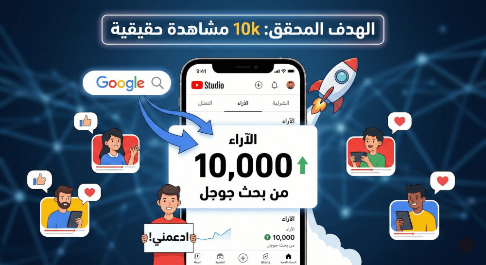رشق 10k مشاهدة يوتيوب من بحث جوجل