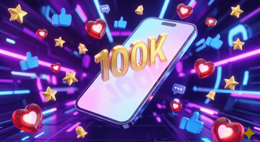 شراء 100 ألف متابع (100K) لتصدر السوشيال ميديا وتوثيق حسابك