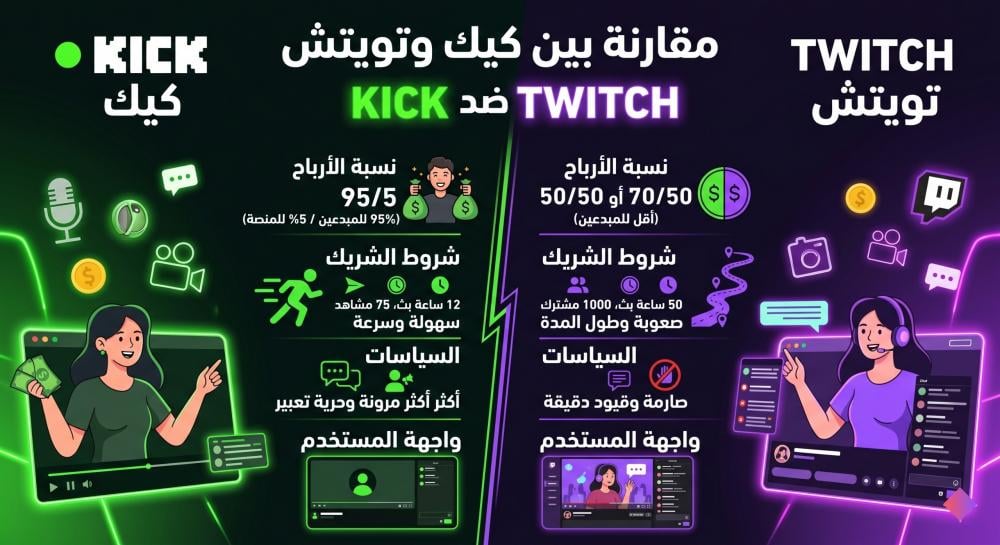 مقارنة بين كيك وتويتش