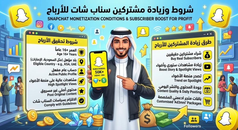 شروط و زيادة مشتركين سناب شات للأرباح - وتصدر منصة الأضواء بقوة