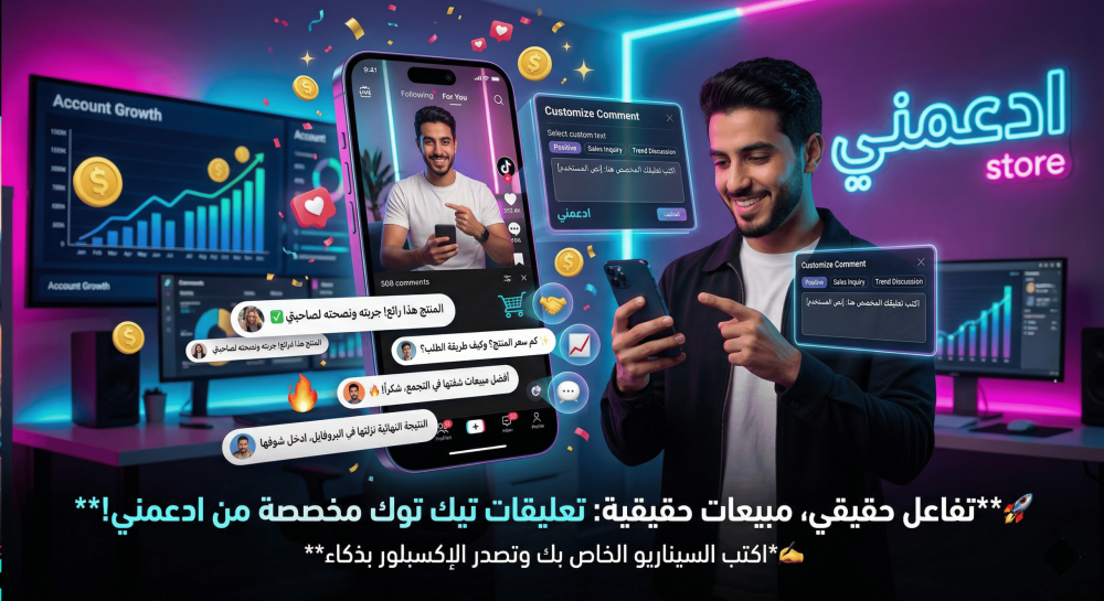شراء تعليقات تيك توك مخصصة تكتبها بنفسك لتعزيز الثقة مع خدمات ادعمني