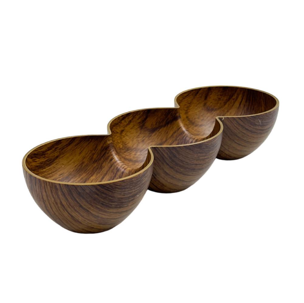 طبق تقديم ثلاثي - تصميم بلاستيك بشكل خشبي