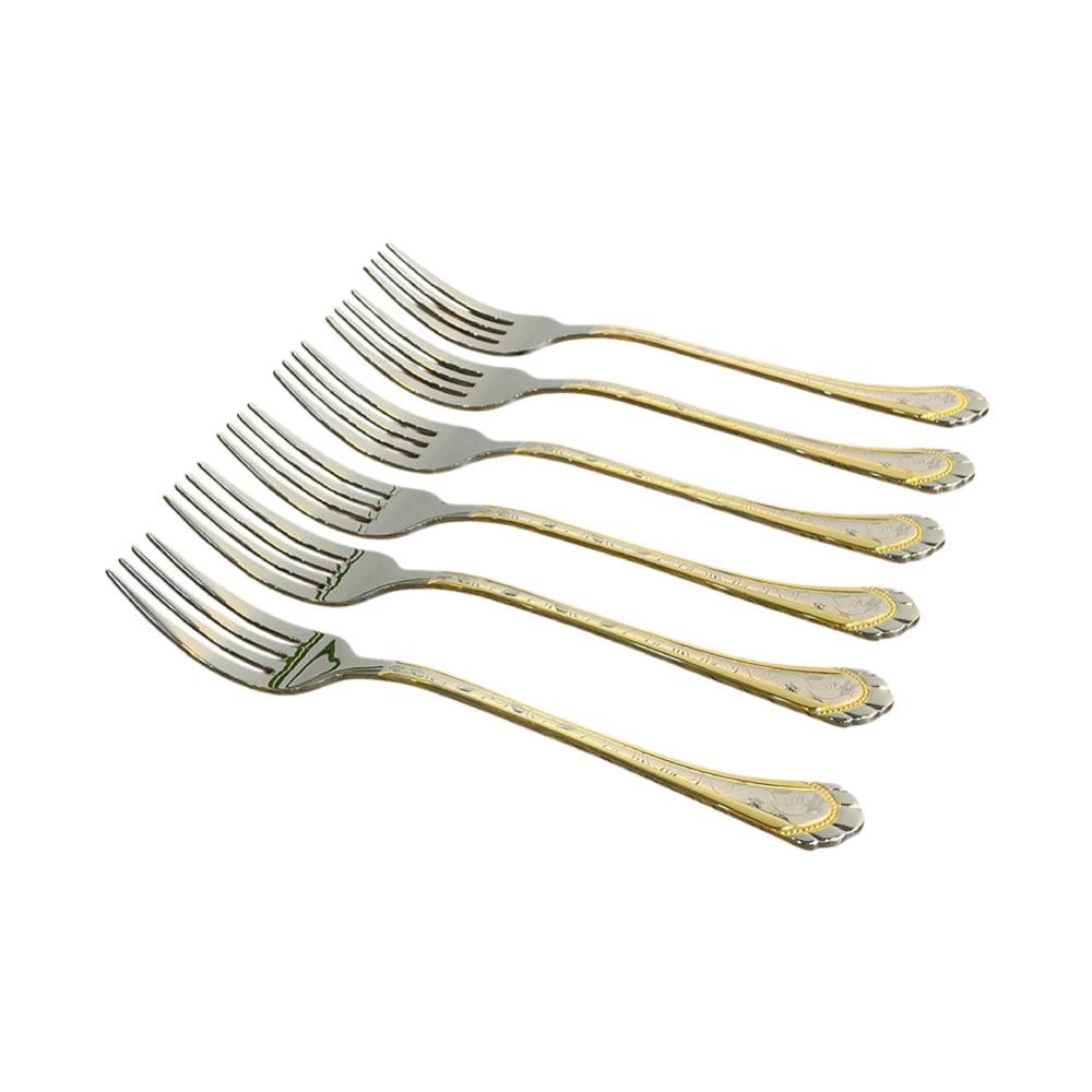 طقم شوك حفر ليزر ذهبي فضي 6 قطع