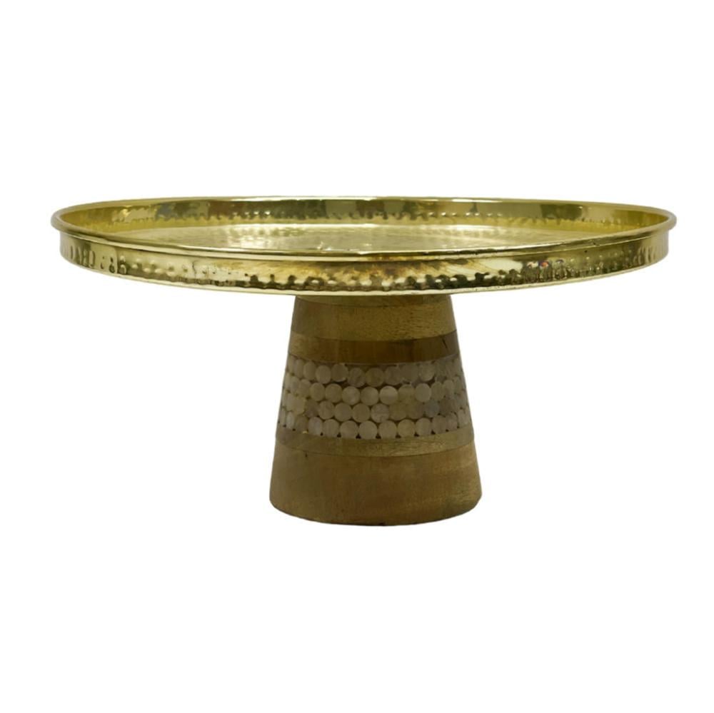 صحن تقديم الطعام هندي بقاعدة خشبية