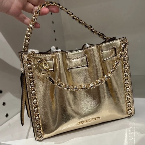 Sac à main Michael Kors Emmy de petite taille en cuir Saffiano Or a