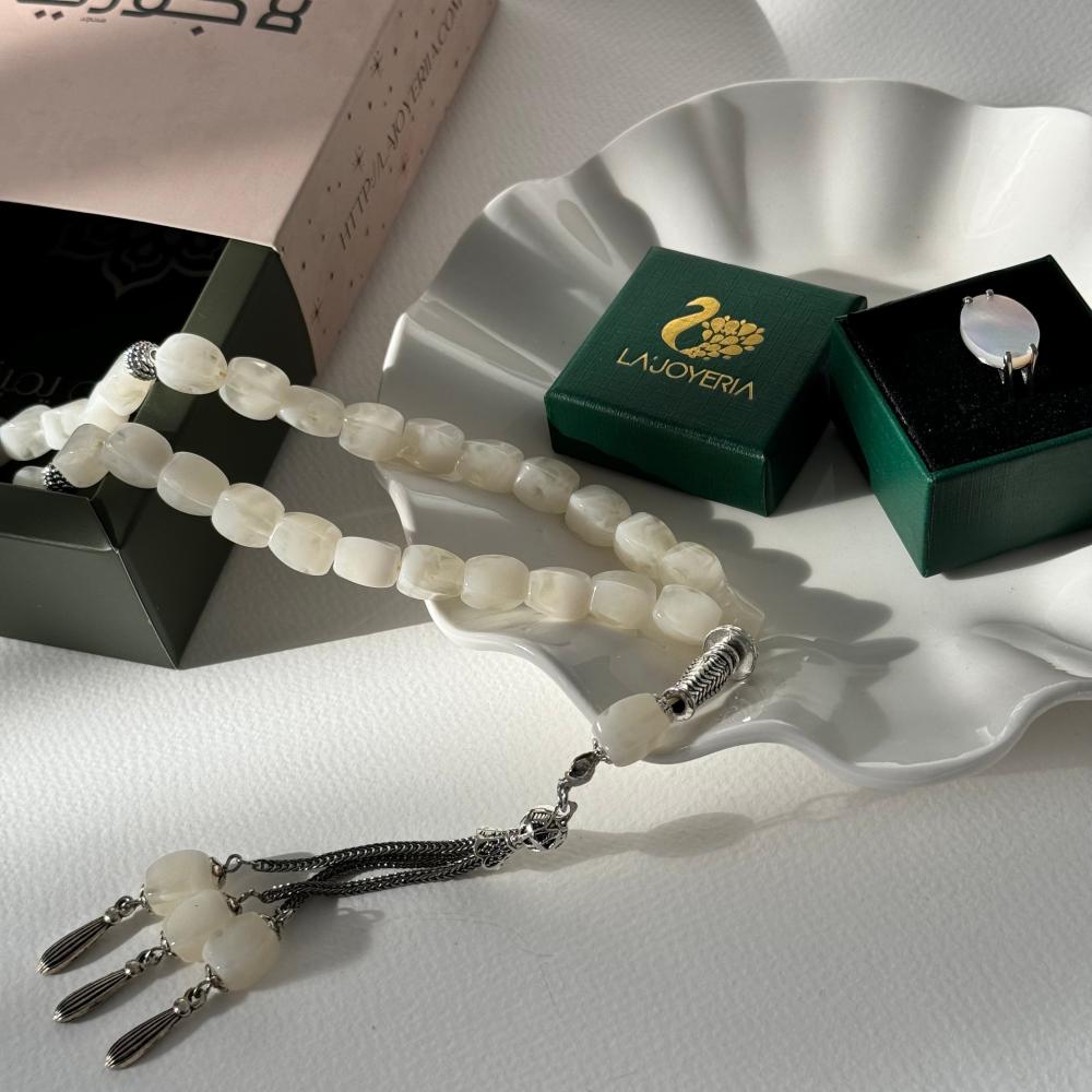 طقم خاتم فضه وسبحه
