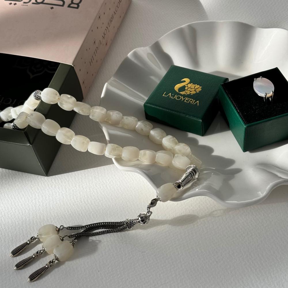 طقم خاتم فضه وسبحه