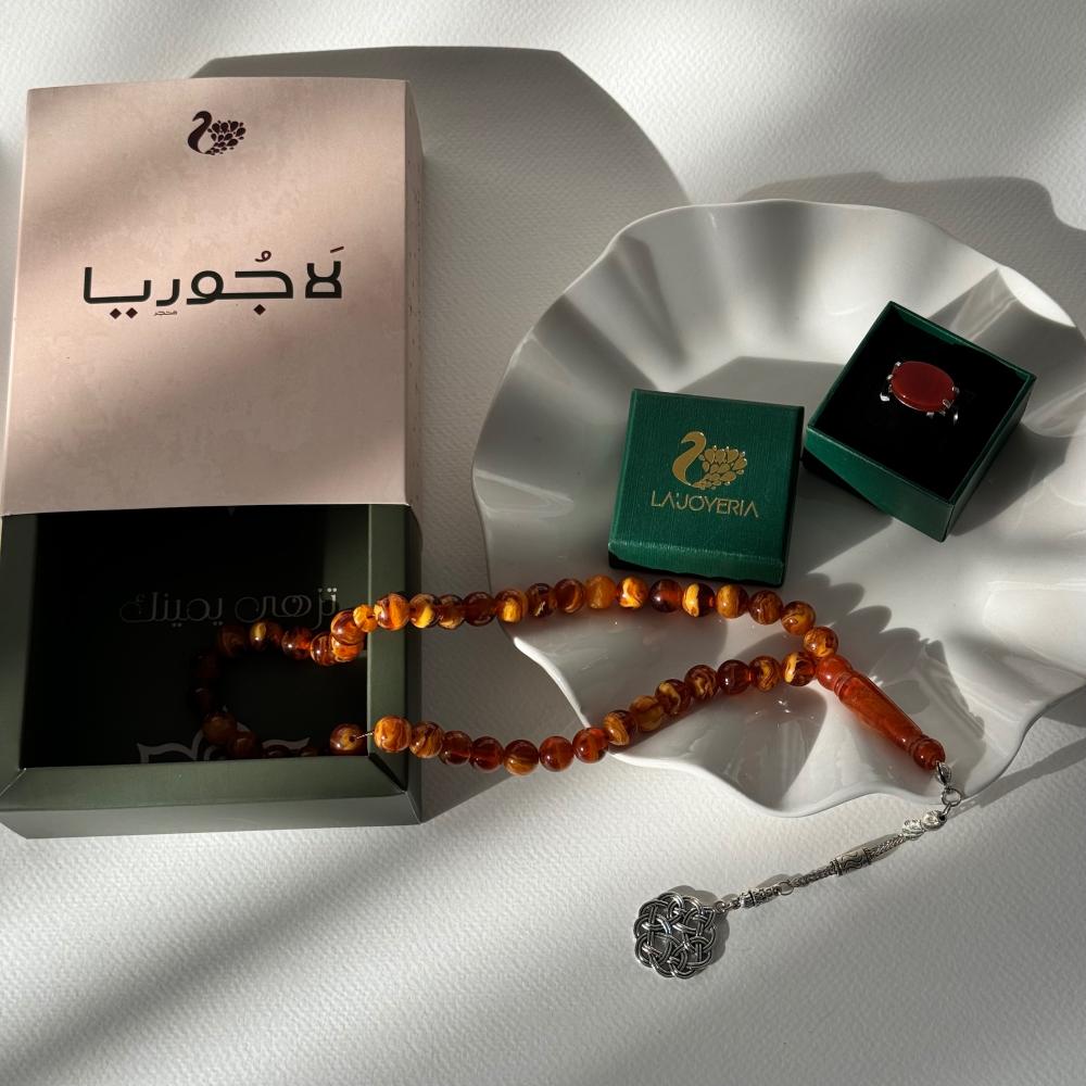 طقم خاتم فضه وسبحه