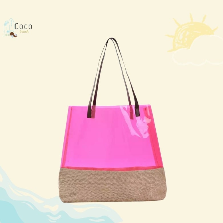 شنطة بحر وردي خسف كبيره للبحر والشاطئ pink beach bag