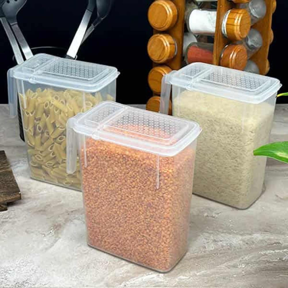 علبة بقوليات بلاستيك عملية لحفظ وتنظيم الحبوب بشكل أنيق