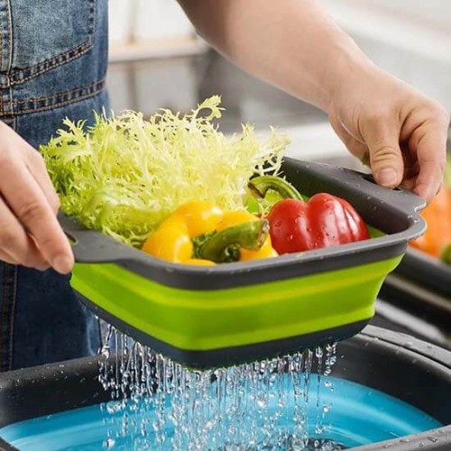 مصفاة سيليكون قابلة للطي لغسيل الخضار والفواكة وال...