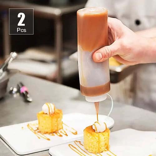 قارورة كاتشاب بلاستيكية قطعتين للمنكهات السائلة عملية للاستخدام اليومي