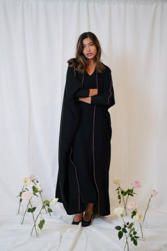 Black Abaya/ Pink