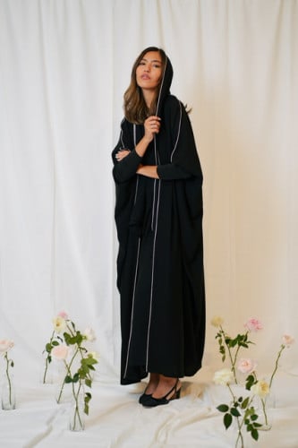 Black Abaya/ light pink