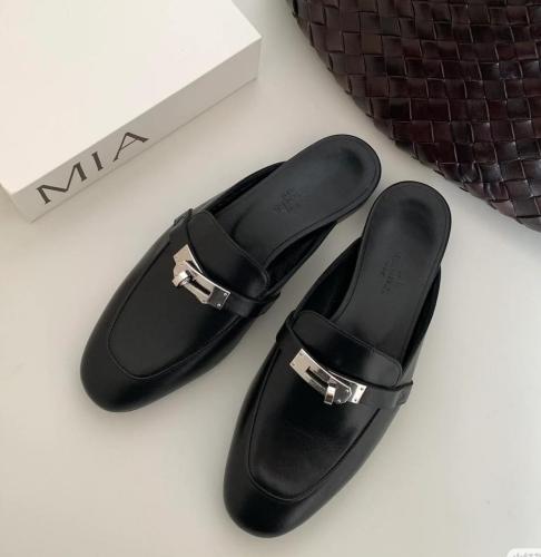 Hermes Nude Mules - Black