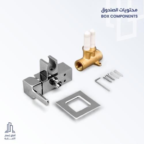 خلاط شطاف مخفي مربع مع حامل لون كروم لامع