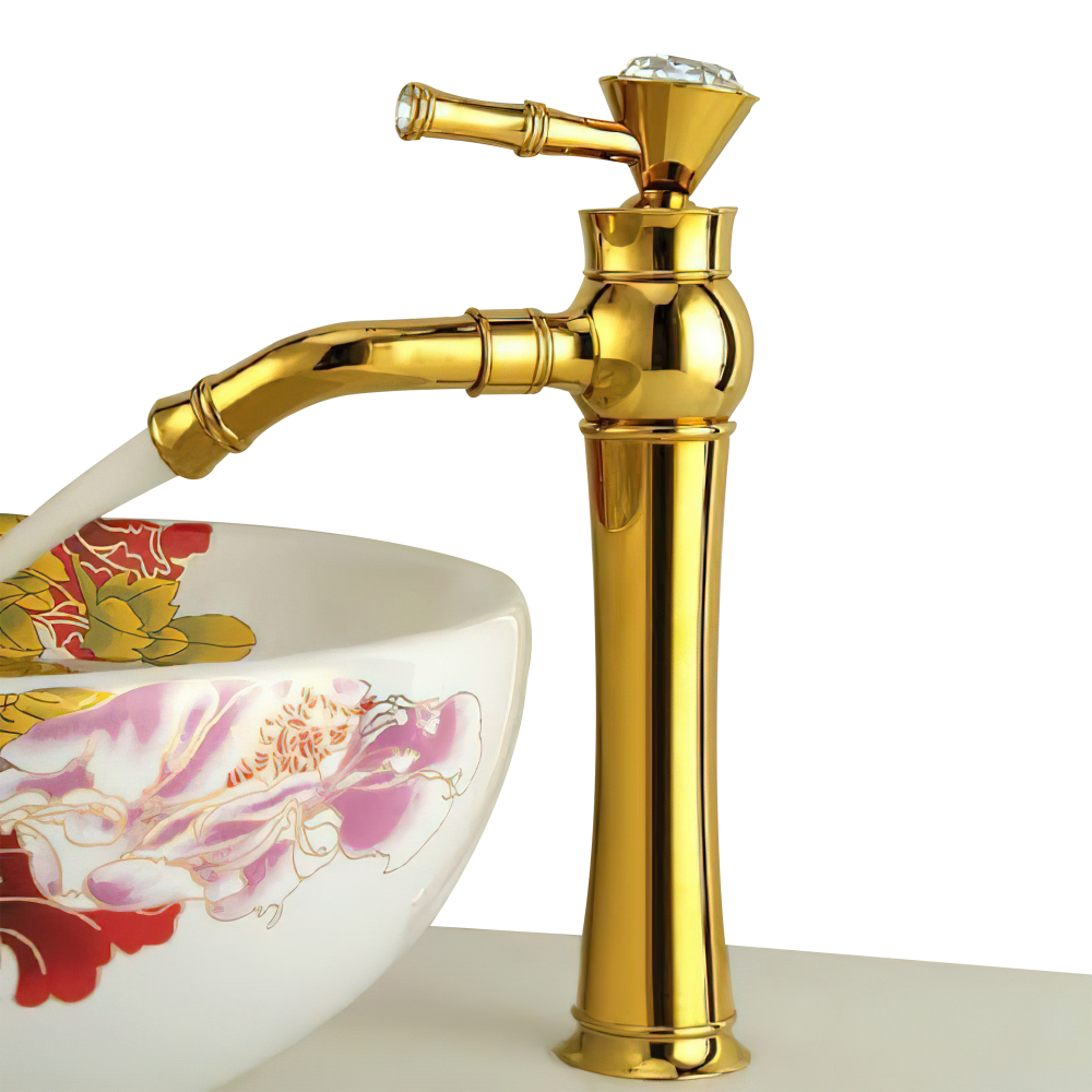 خلاط مغسله ديكور مسكه كريستال ذهبي