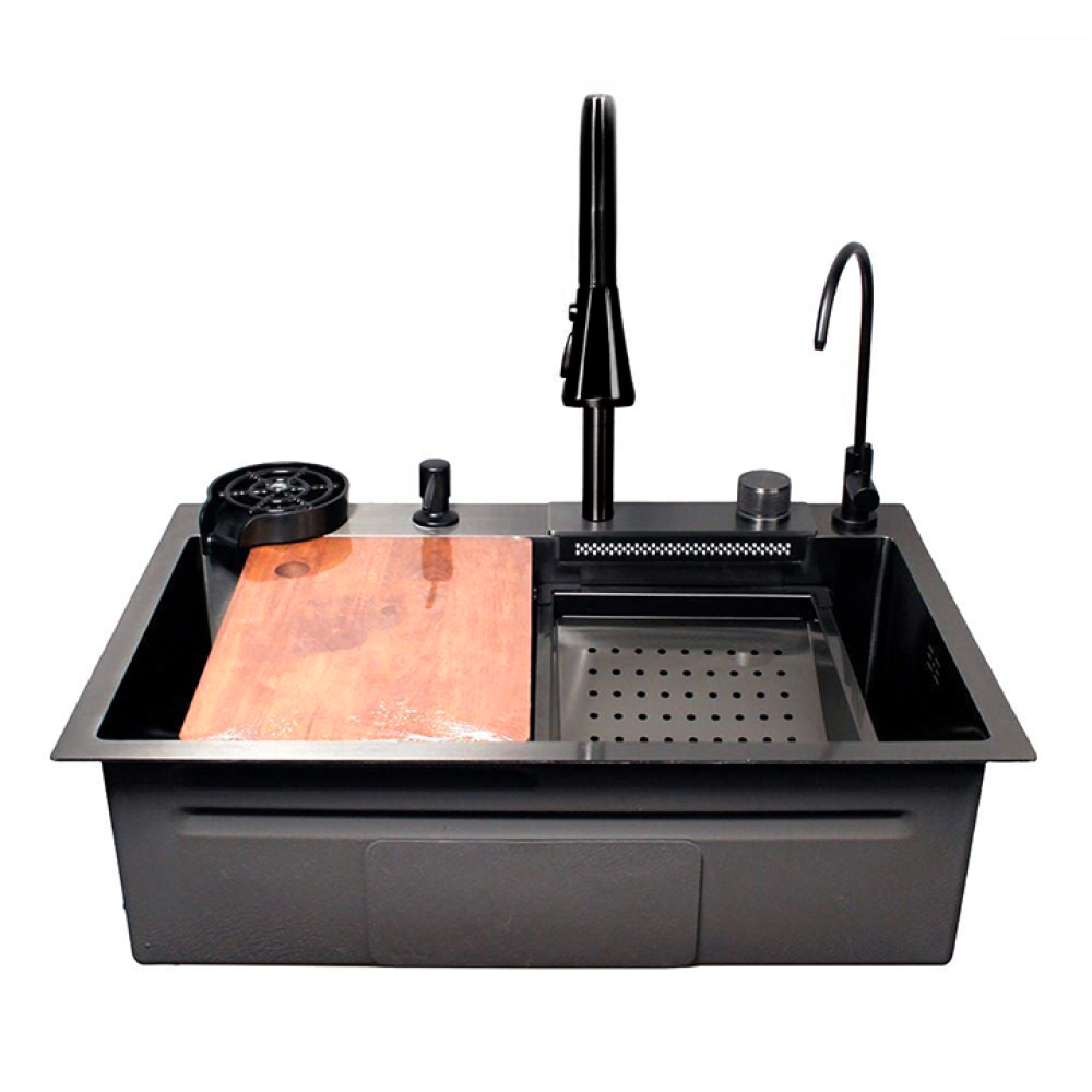 حوض مطبخ استيل متعدد الوظائف اسود