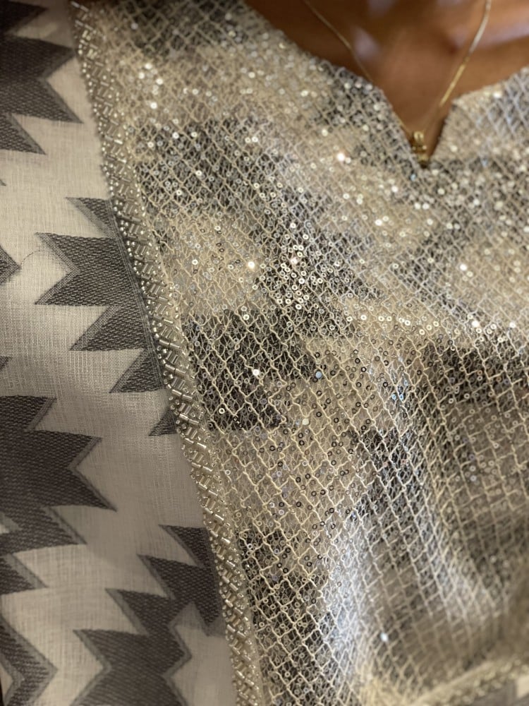 جلابية خيش رمادي بكرستال-متجر جلابيات فاشن للملابس النسائية