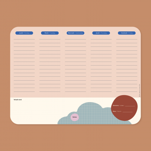 Weekly Calendar - Blue Cloud