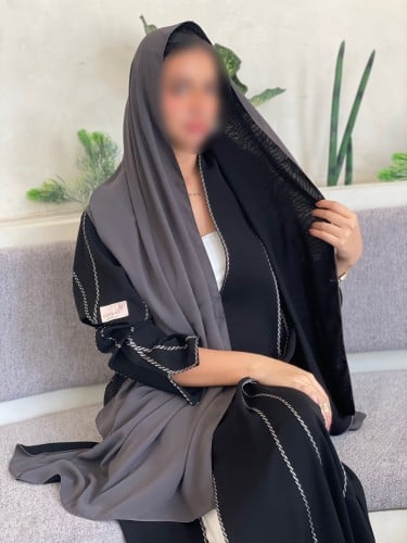 طرحة دبل فيس لون( رمادي+اسود)