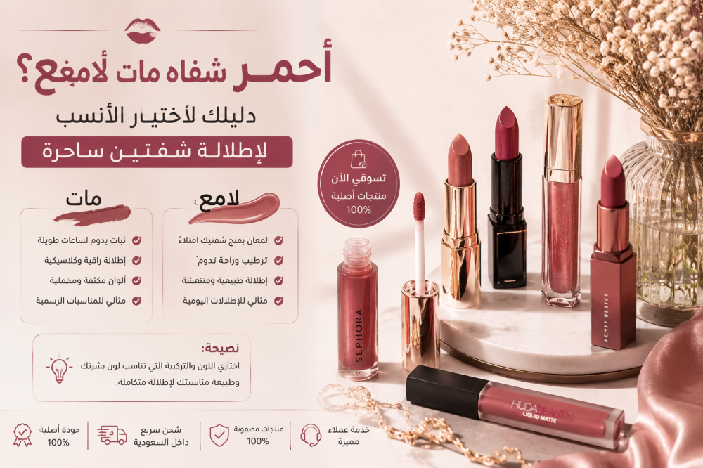 أحمر شفاه مات أم لامع؟ دليلك لاختيار الأنسب
