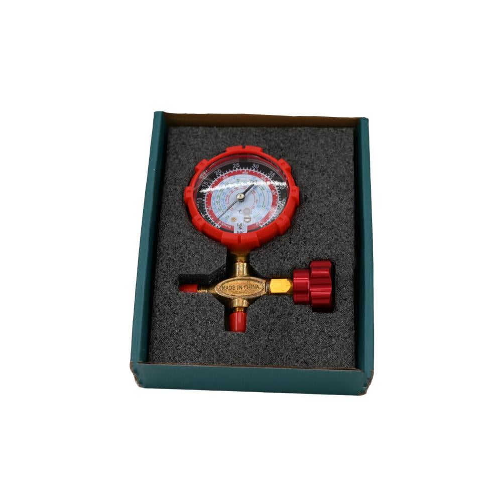 ساعة تعبية فريون احمر مع بلف صيني SINGLE MANIFOLD GAUGE MULTI RED WITH VALVE R-134a R-22 R-410A R-404A