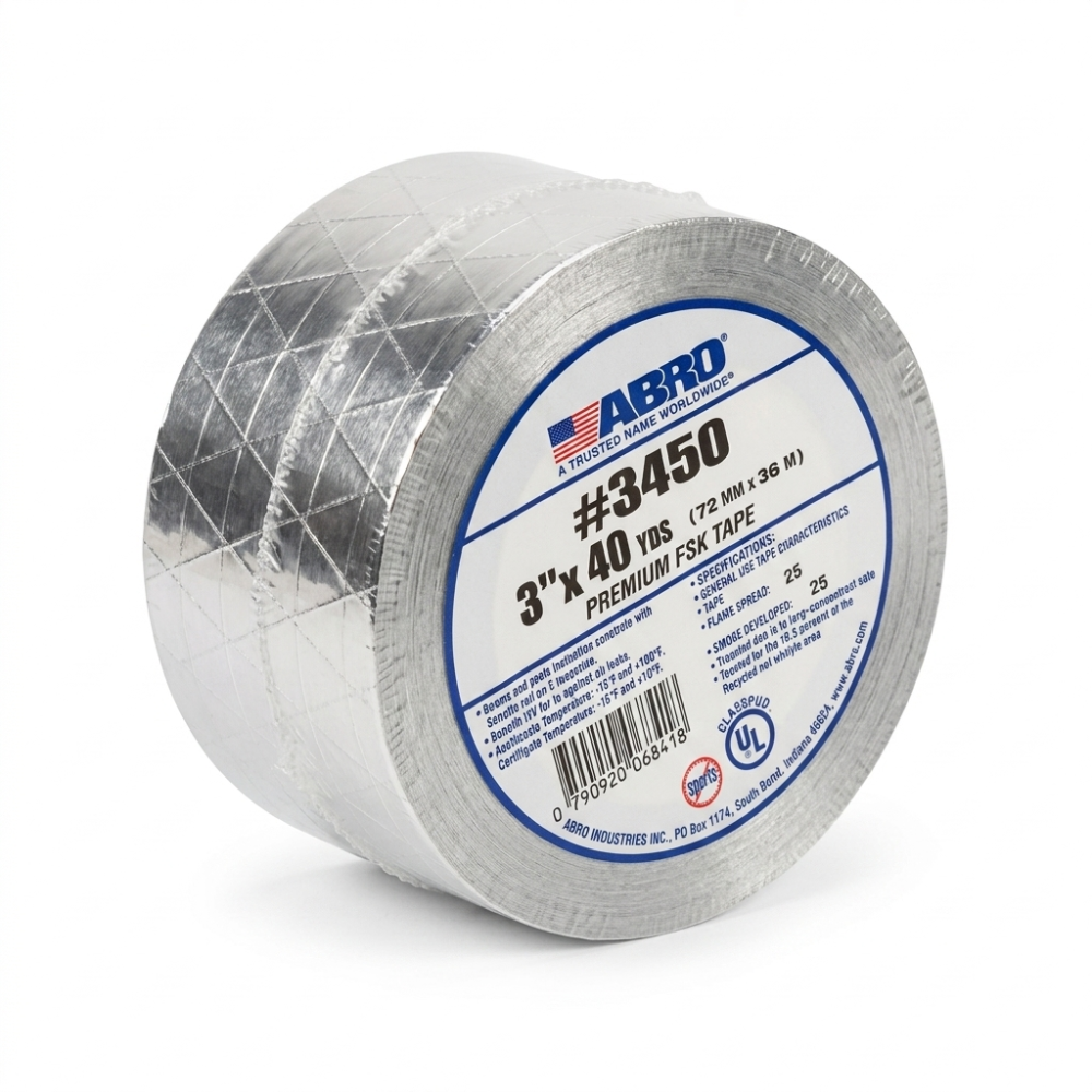 شطرطون دكت المنيوم ابرو بخيط ABRO FSK ALUMINUM DUCT TAPE 3" x 40 YARD