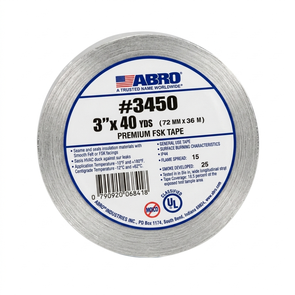 شطرطون دكت المنيوم ابرو بخيط ABRO FSK ALUMINUM DUCT TAPE 3" x 40 YARD