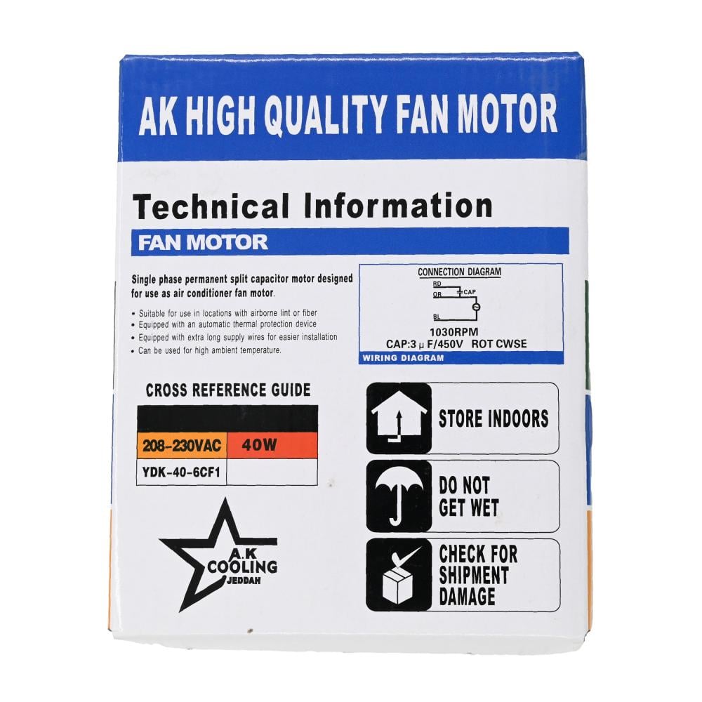 ماطور مكيف اسبليت SPLIT A/C MOTOR YDK 40-6CF1 CCW
