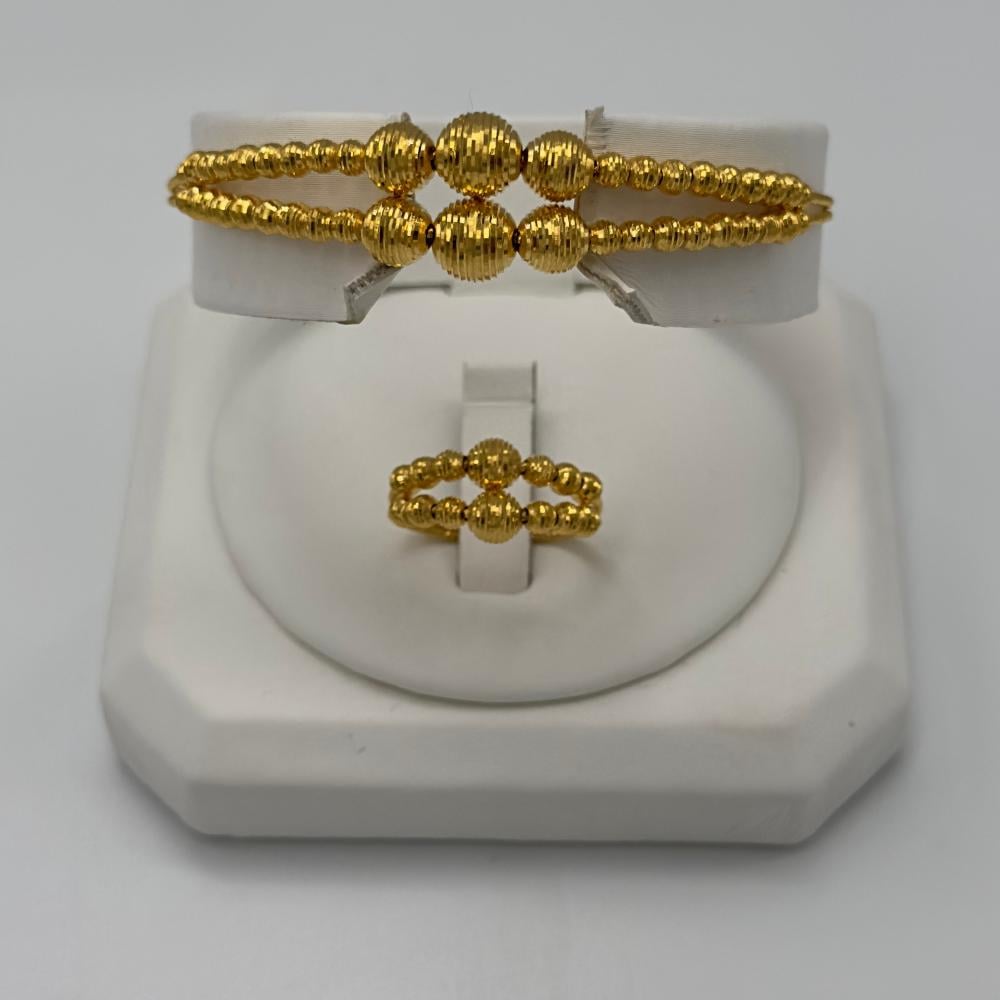 سوارة وخاتم بحريني ذهب عيار 21 – تصميم فاخر وزن 12.09 جرام