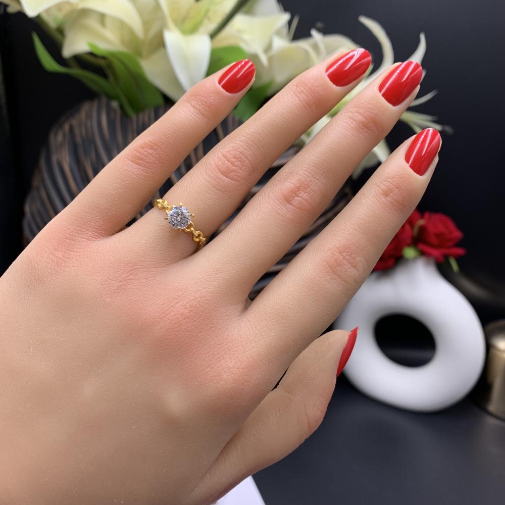 خاتم سولتير عيار 21 تصميم الألماس