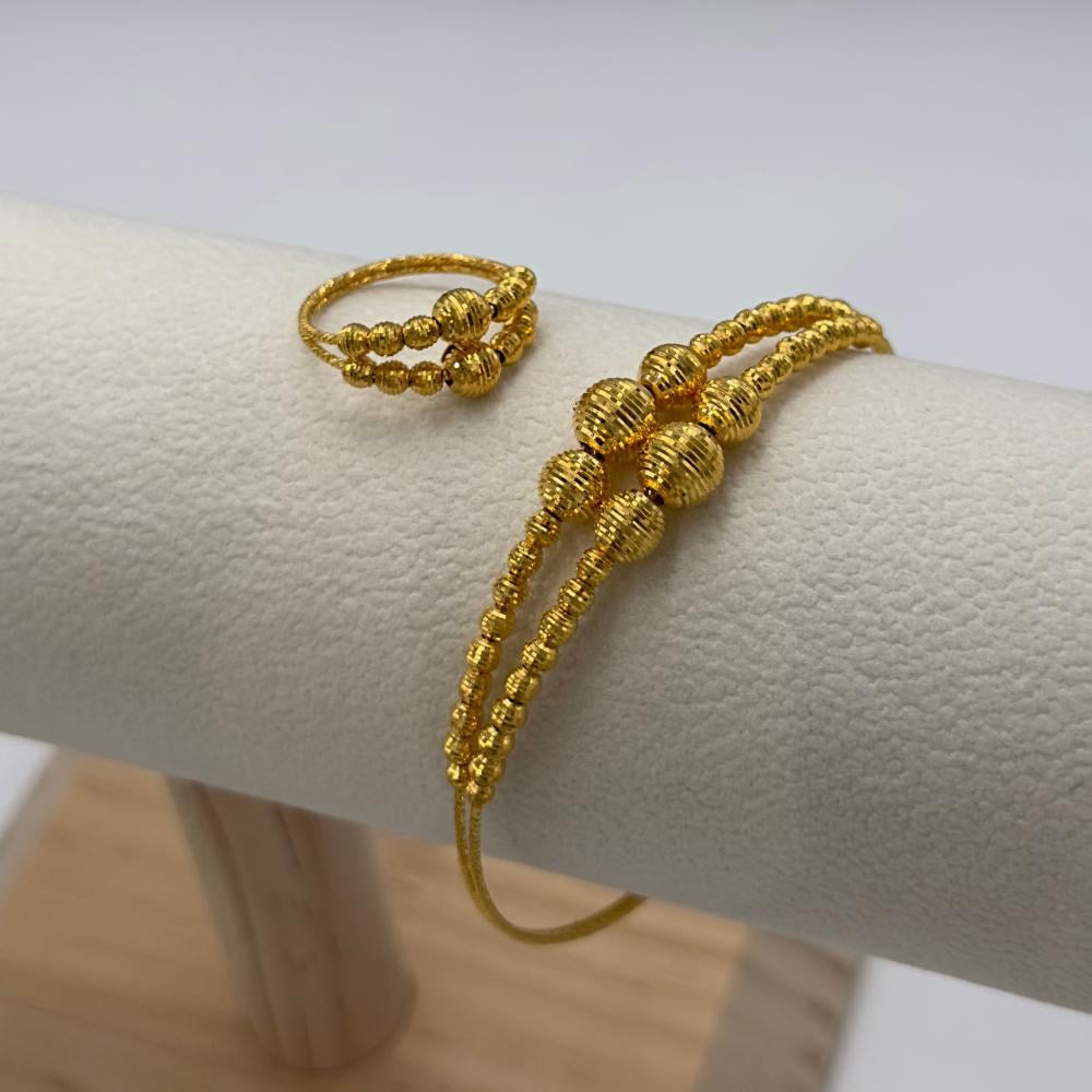 سوارة وخاتم بحريني ذهب عيار 21 – تصميم فاخر وزن 12.09 جرام