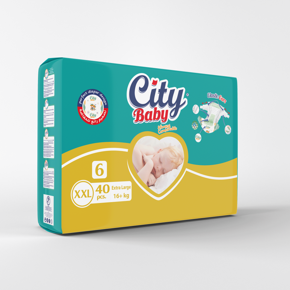 بكج بيبى سيتى مقاس (6 XX-Large) 5 قطع 200 حفاظة