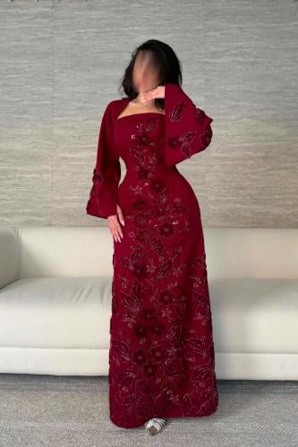 فستان جورجيت حركه كم وشاح