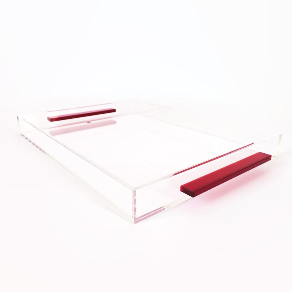 صينية تبسي تقديم من الاكريليك الشفاف متعدد الاوان مقاس 30X40X4.5 سم