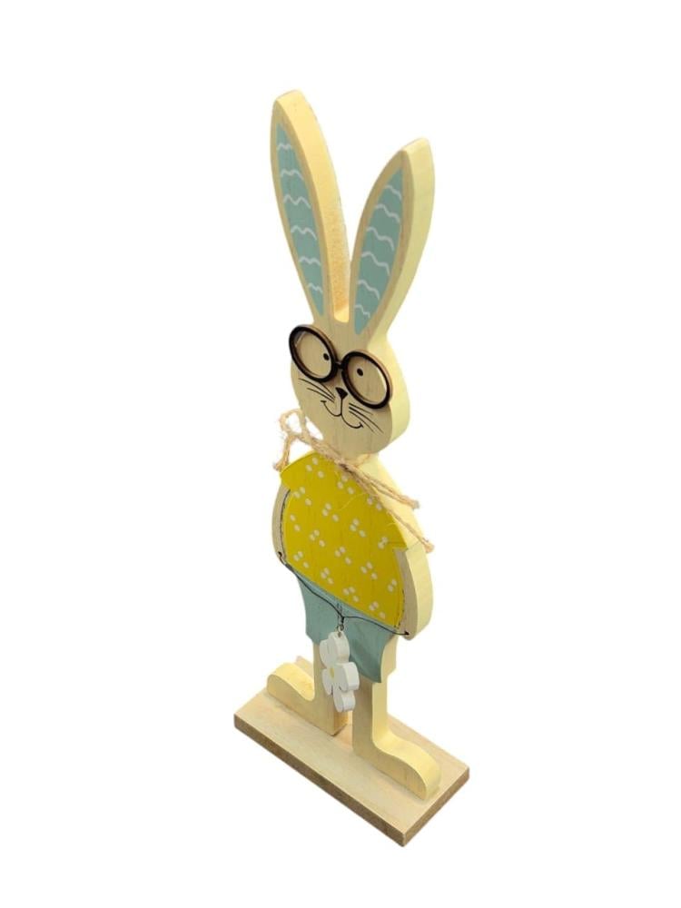 تحفة خشبية بتصميم أرنب أصفر