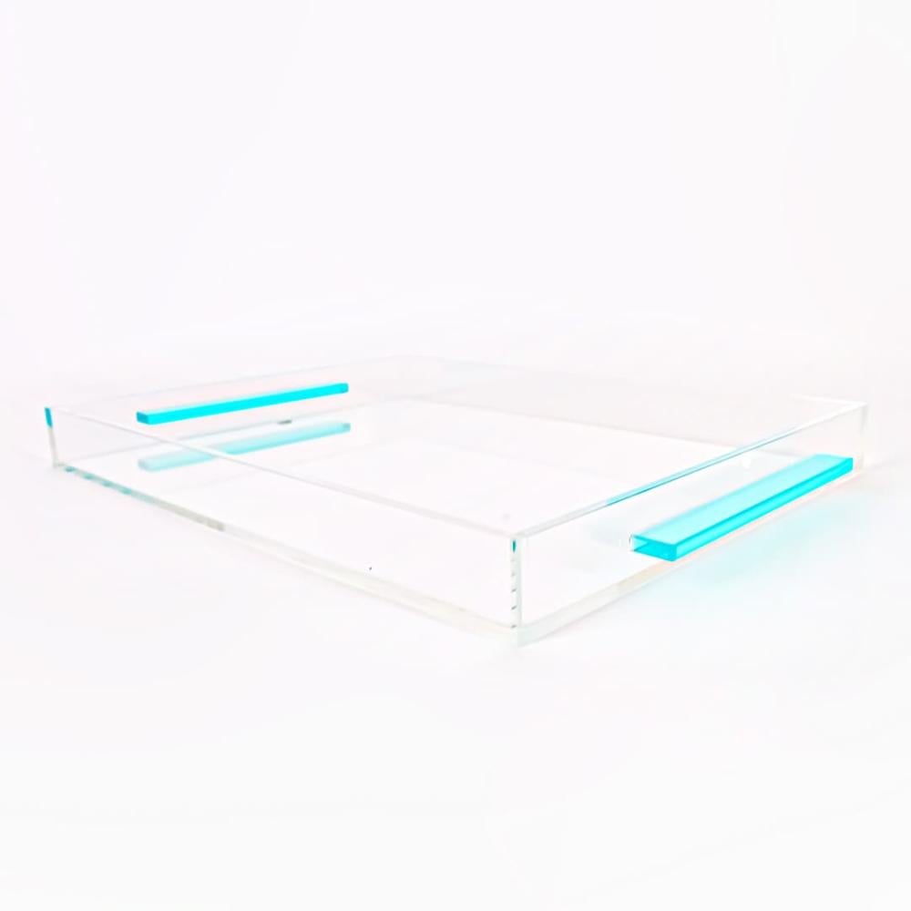 صينية تبسي تقديم من الاكريليك الشفاف متعدد الاوان مقاس 30X40X4.5 سم