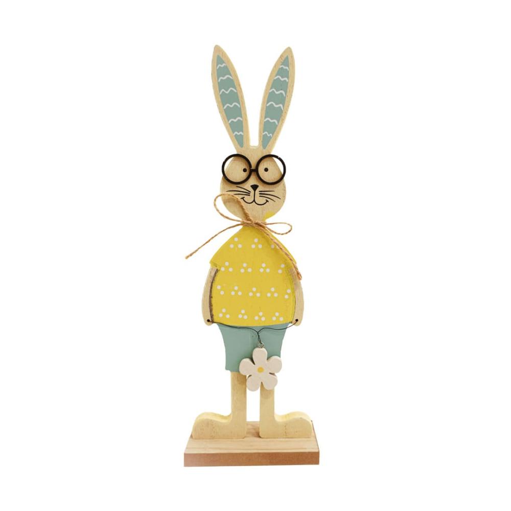 تحفة خشبية بتصميم أرنب أصفر
