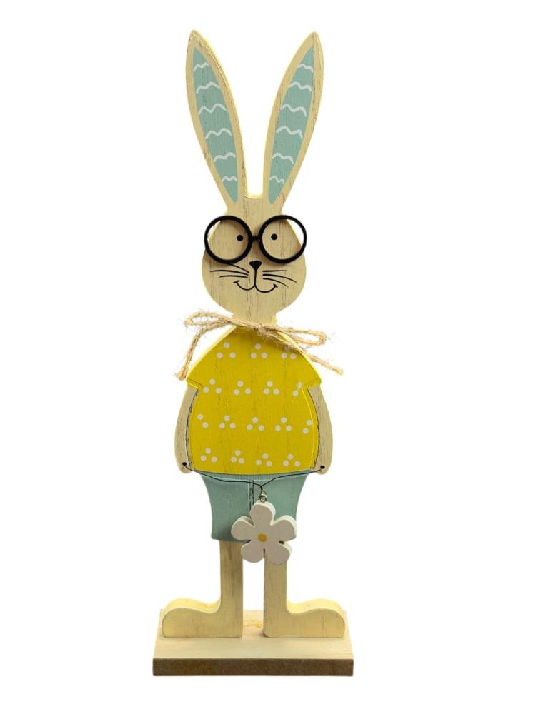تحفة خشبية بتصميم أرنب أصفر