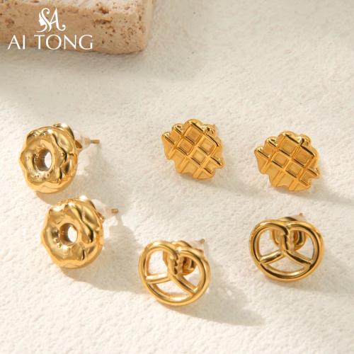 أقراط ستانلس ستيل مطلية ذهب 18ق