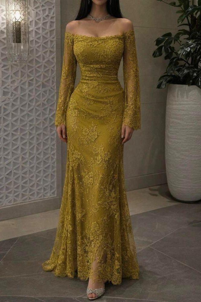 فساتين سهرة طويلة فخمة دانتيل