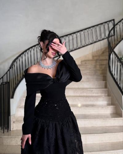 فستان سهرة تطريز اسود