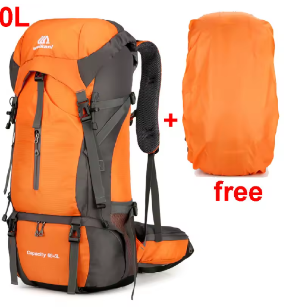 70L النايلون التخييم على ظهره حقيبة سفر مع غطاء للمطر المشي لمسافات طويلة في الهواء الطلق Daypack تسلق الجبال على ظهره الرجال حقائب كتف الأمتعة